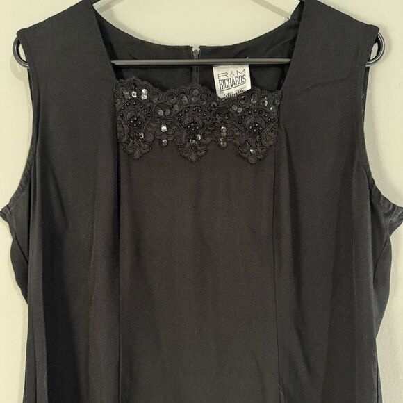 R&M Richards Vintage Mini Cocktail Little Black Dress Sequin Embellished Necklin - Picture 2 of 6